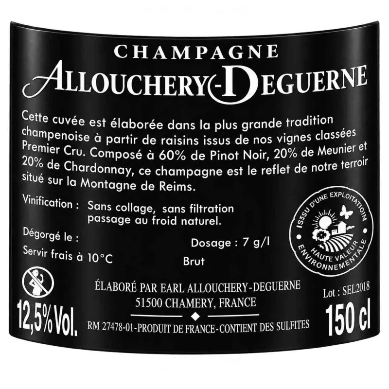 Découvrez sur 1envie1vin le Magnum Champagne 1er cru Allouchery-Deguerne