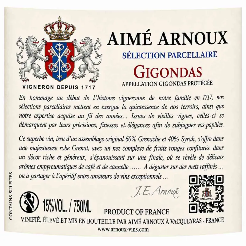 Une gamme complète de vins de qualité de chez Aimé Arnoux à découvrir