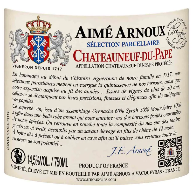 Découvrez ce Châteauneuf du Pape Vieilles Vignes de chez Aimé Arnoux !