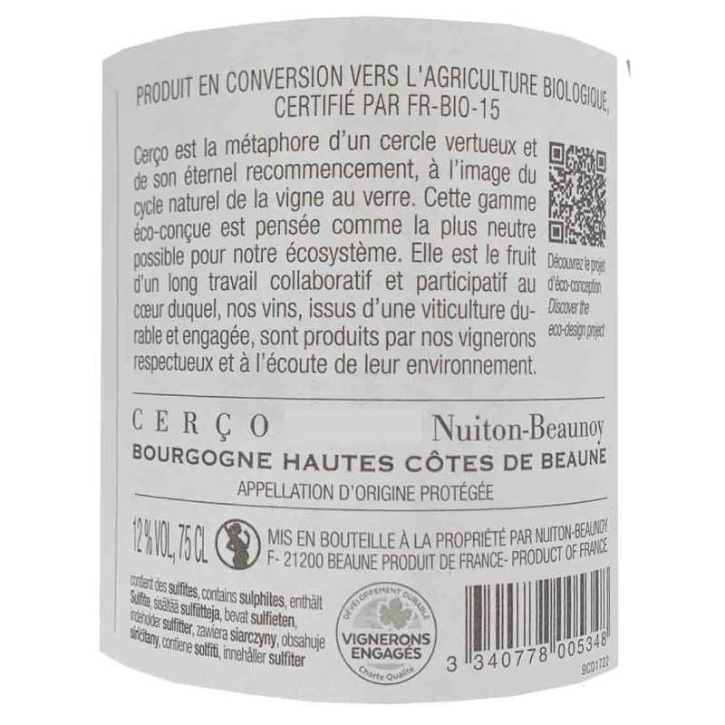 Vin Blanc Bourgogne Hautes Côtes de Beaune Bio Cerço -Nuiton Beaunoy 75cl