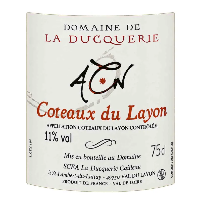 Vin blanc sucré Côteaux du Layon du domaine de la Ducquerie