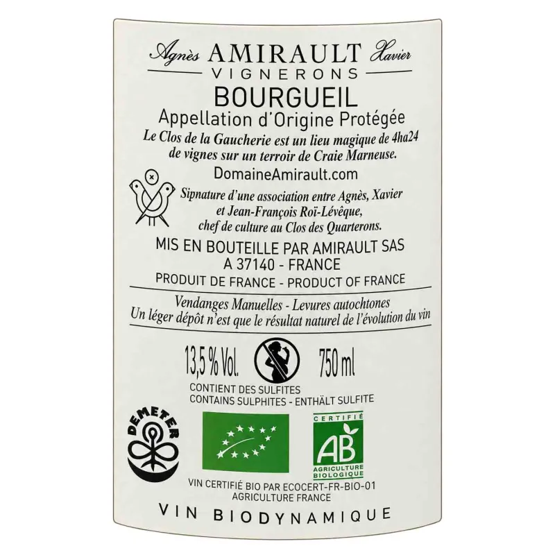 Bourgeuil Clos de La Gaucherie de Amirault au meilleur prix