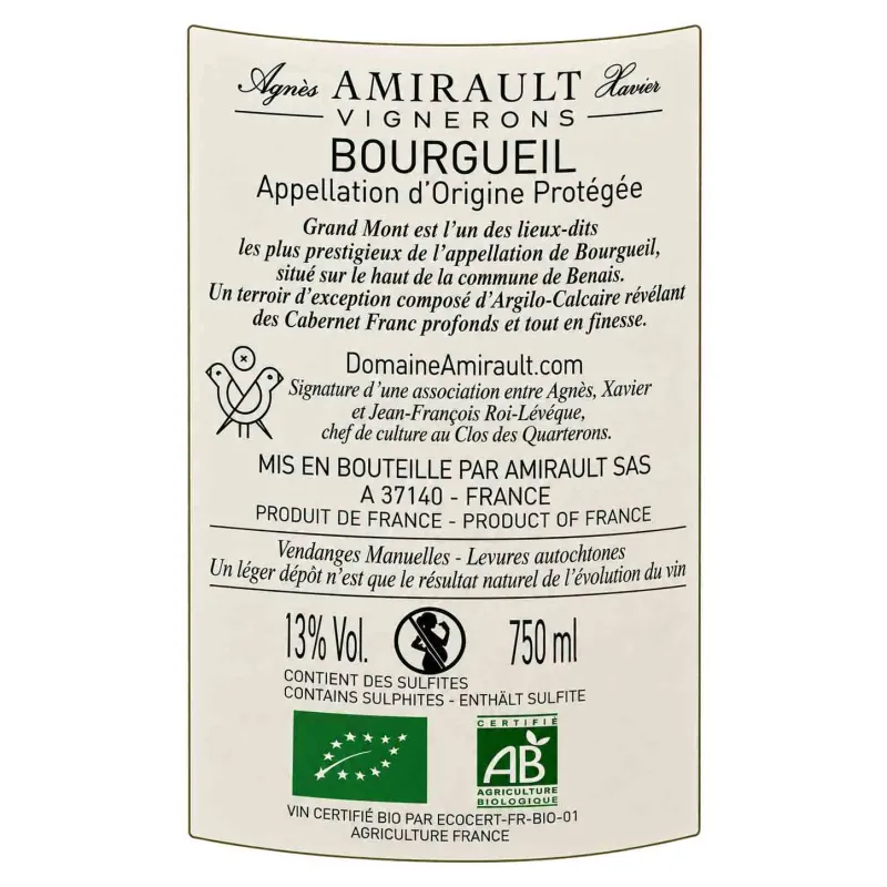 Bourgeuil Le Grand Mont de Agnès et XavierAmirault au meilleur prix