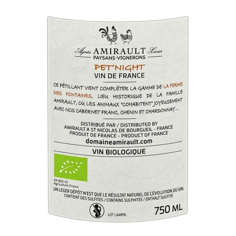 A prix mini, ce Petillant Naturel de la Loire : Pet Night de Amirault