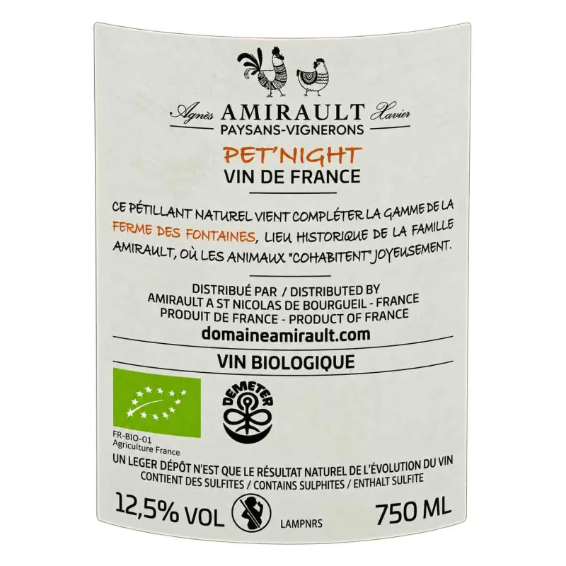 A prix mini, ce Petillant Naturel rosé de la Loire : Pet Night de Amirault