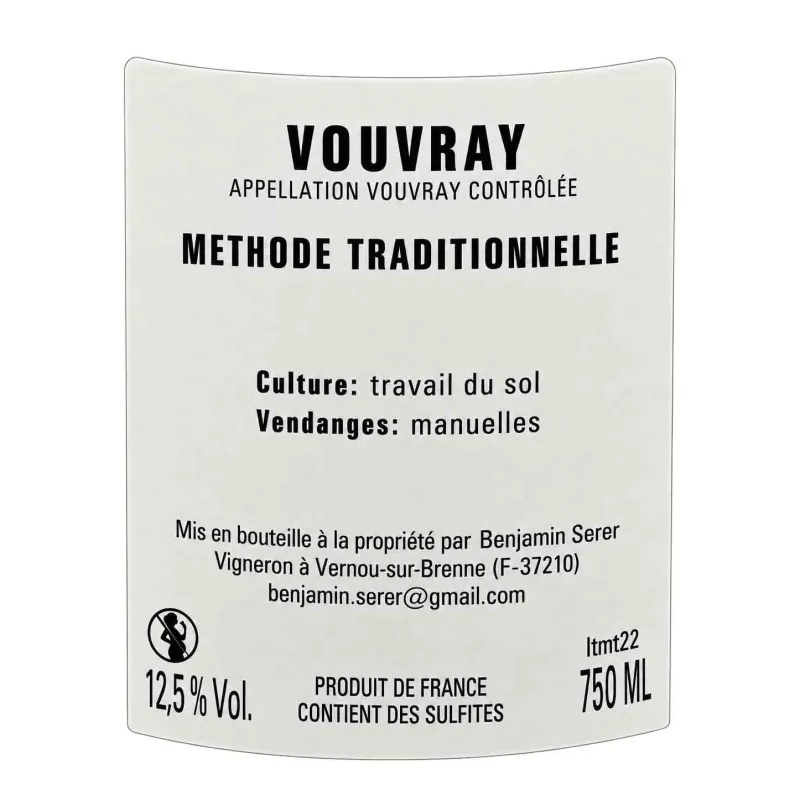 Appellation Vouvray Méthode Traditionnelle Domaine Serer à prix mini