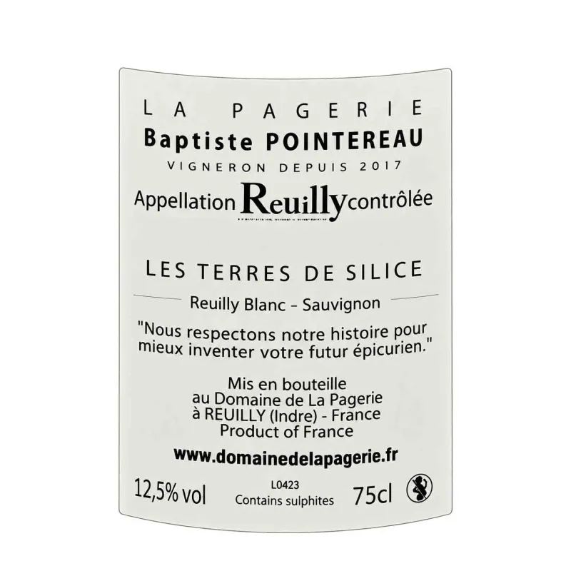 Reuilly blanc Les Terres de Silice Domaine  de la Pagerie à prix mini.