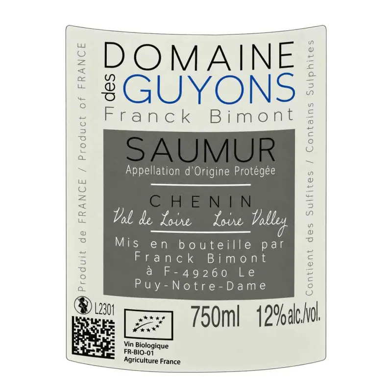 Saumur blanc Vent du Nord de Franck Bimont Domaine Guyons à prix mini
