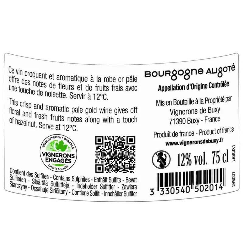 Un Bourgogne Blanc fruité à un prix mini ! Découvrez cet Aligoté buxy