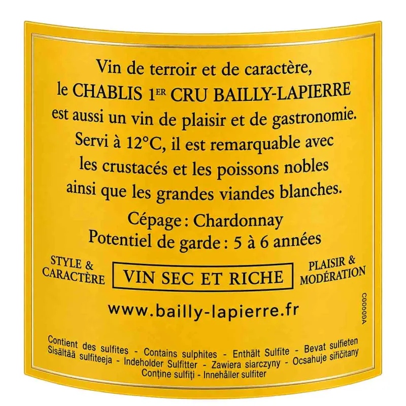 Chablis 1er Cru Bailly Lapierre au meilleur prix et livré chez vous.