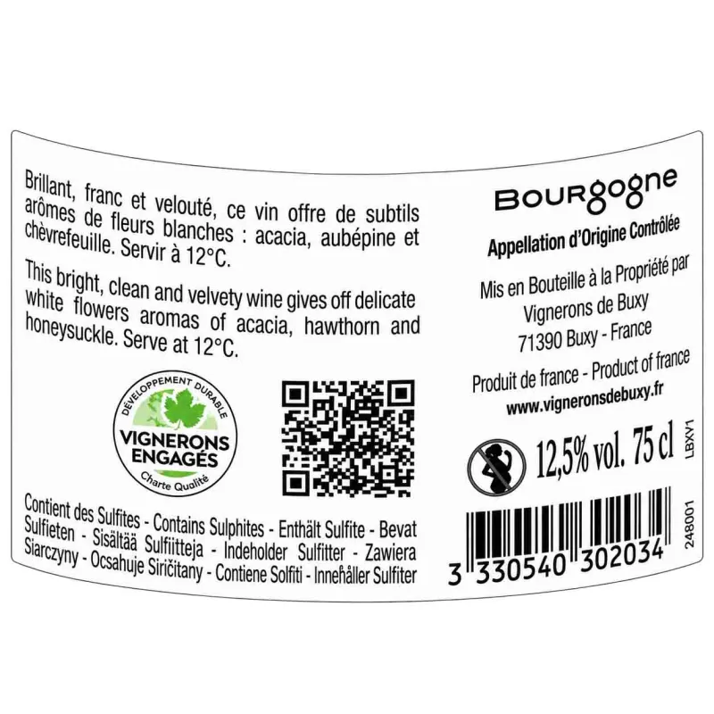 Un Bourgogne Chardonnay Buxy a un prix mini. Livraison rapide !