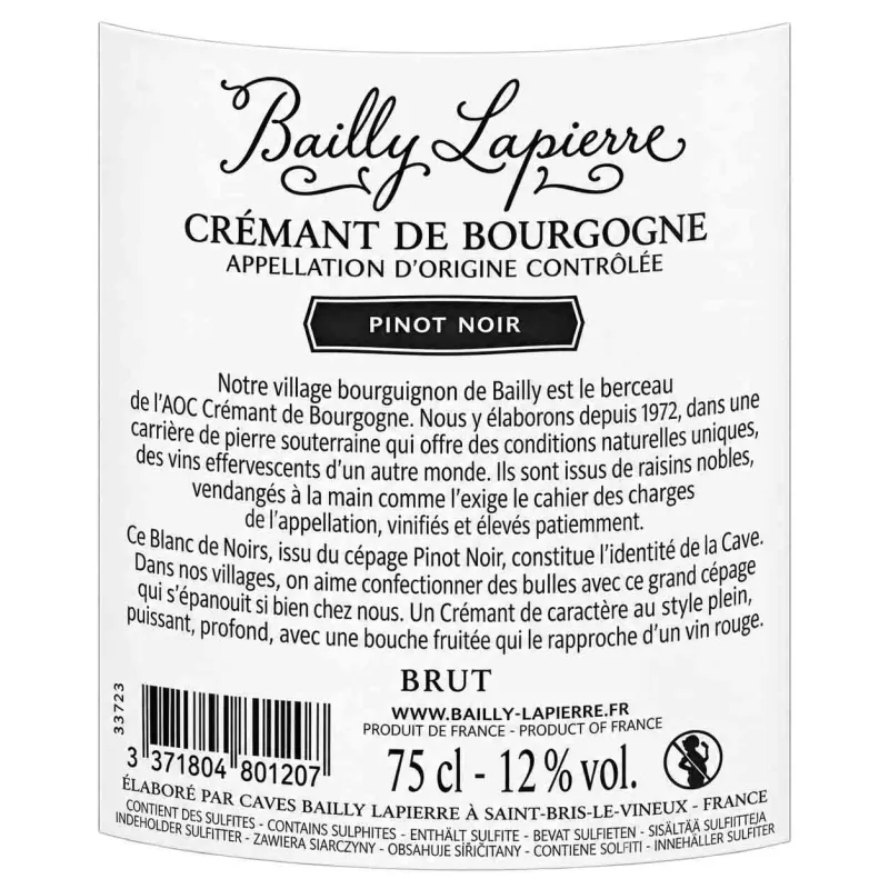 Découvrez ce Crémant Pinot Noir Bailly Lapierre à prix mini