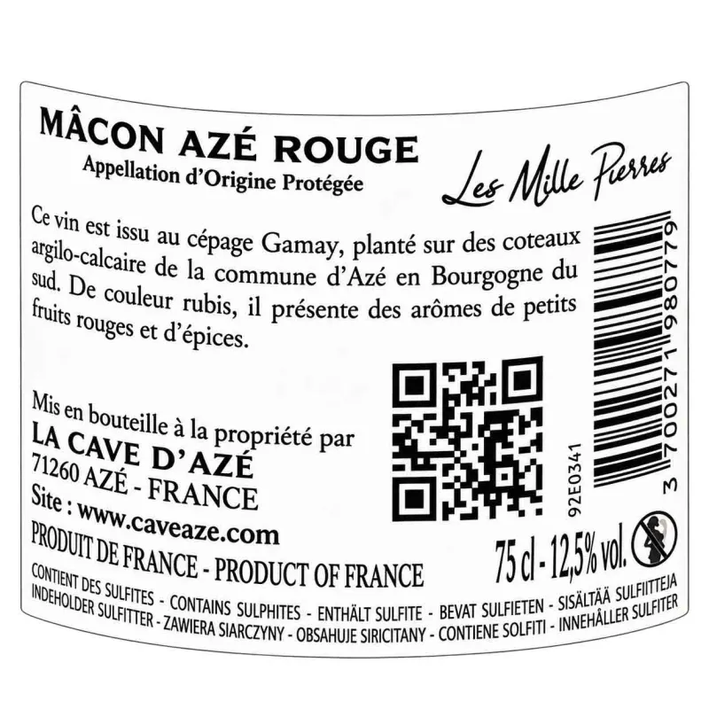 Un Mâcon Azé Rouge Cave Azé au meilleur prix et livré rapidement !