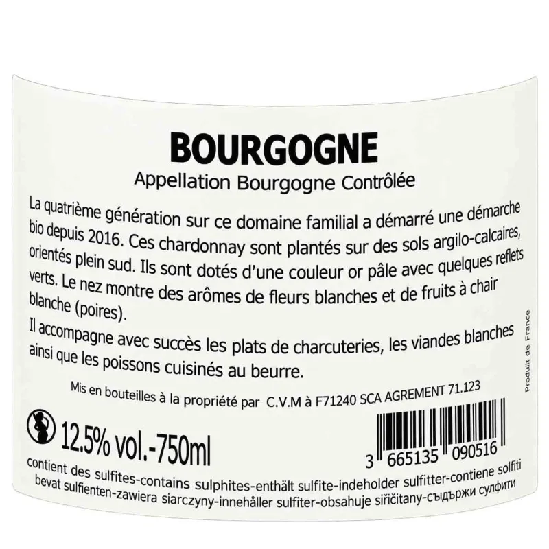 Bourgogne Chardonnay Bio -  François Chapuis – Élégant et Minéral