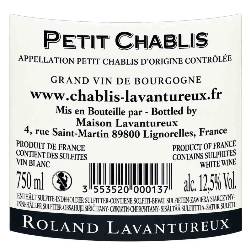 Petit Chablis Domaine Roland Lavantureux à prix mini