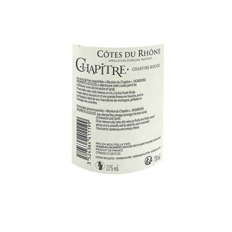 Vin Côtes-du-Rhône - Chapître 75cl