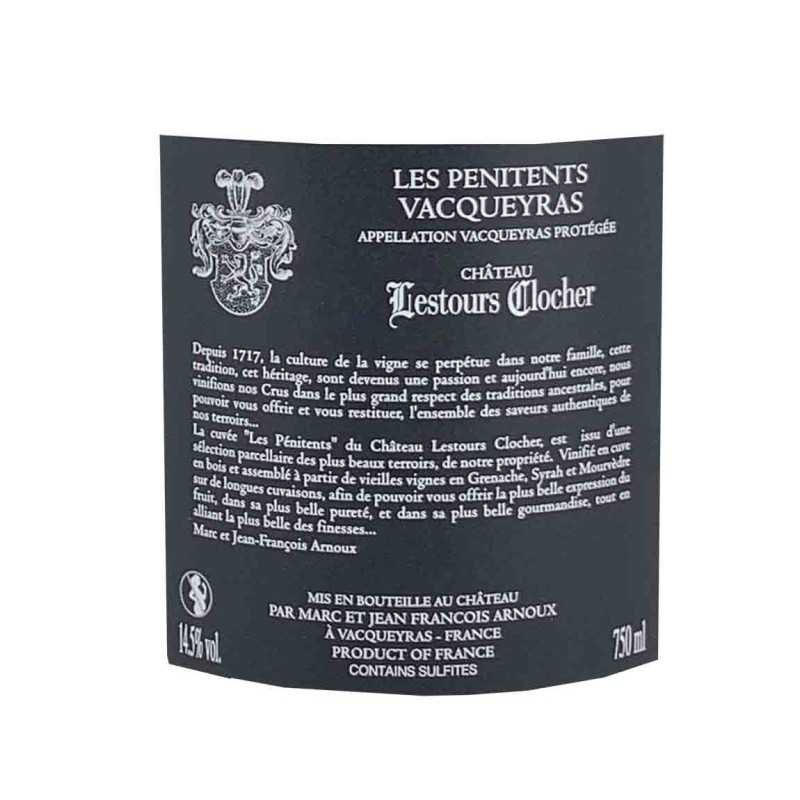 Vin Rouge-Rhône-Vacqueyras - Château Lestours Clocher - Les Pénitents 75cl