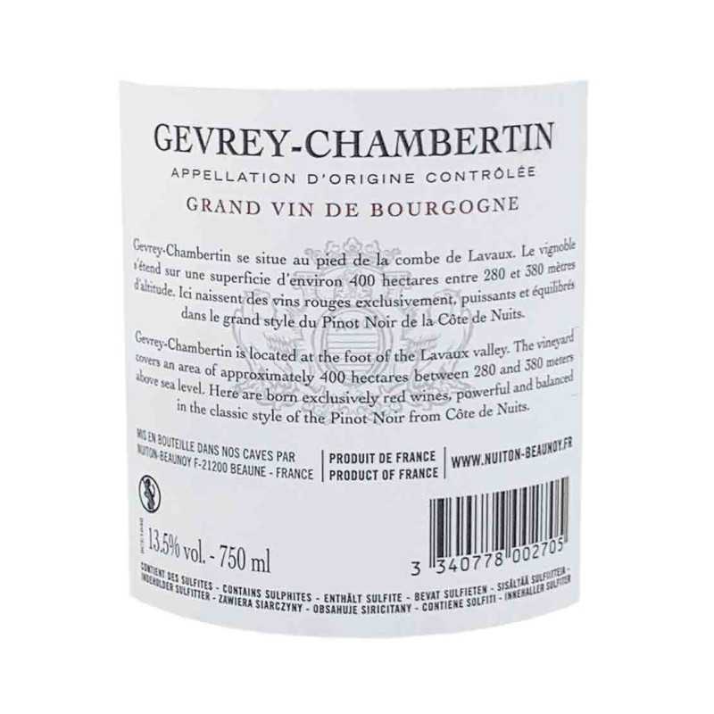 Vin Rouge Bourgogne Gevrey Chambertin - Nuiton Beaunoy 75cl