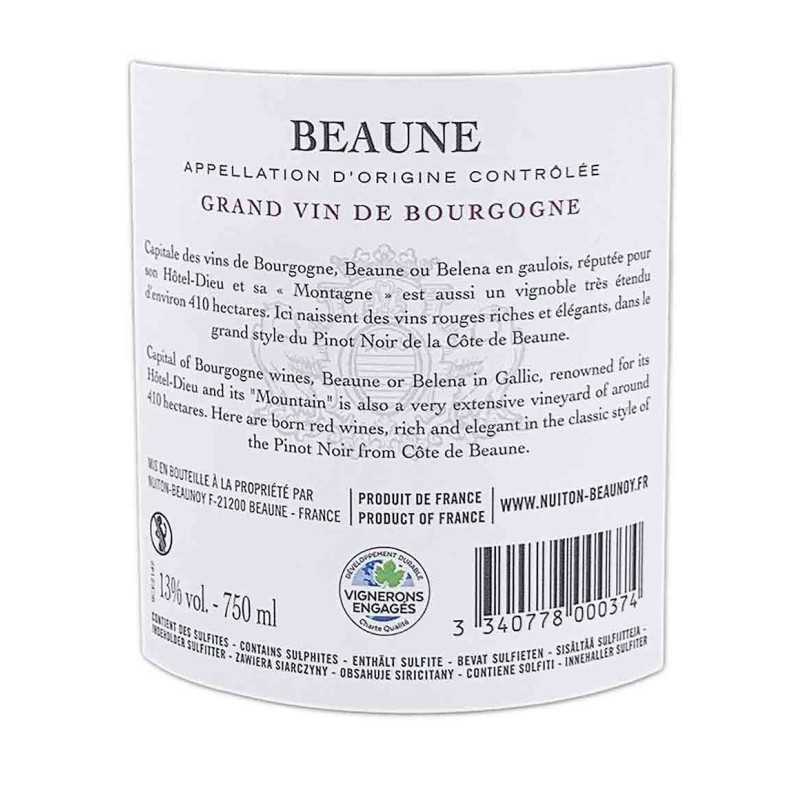 Vin rouge Bourgogne Beaune -Nuiton Beaunoy 75cl