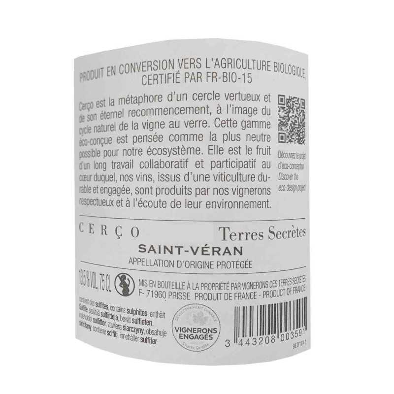 Vin blanc Bourgogne Saint-Véran Bio Cerço- Terres Secrètes 75cl