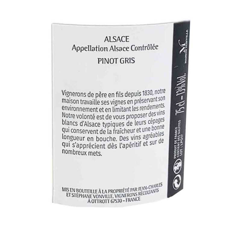 Vin d'Alsace blanc Pinot Gris- Domaine Vonville 75cl