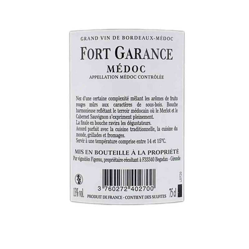 Vin rouge Bordeaux Médoc Fort Garance 75cl