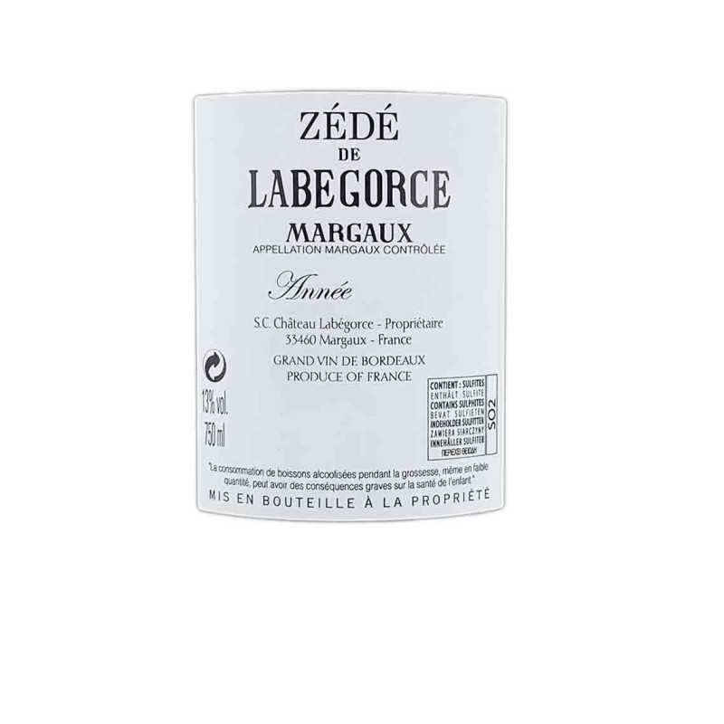 Vin Rouge Bordeaux Margaux - ZÉDÉ DE LABEGORCE75cl