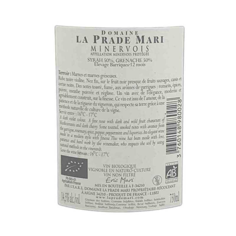 Vin rouge Bio Conte des Garrigues- Domaine Prade Mari 75cl