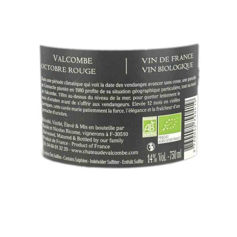 Vin rouge Octobre Rouge BIO -Château de Valcombe