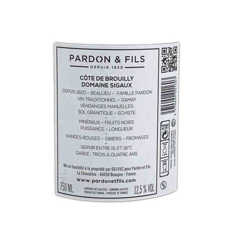 Vin rouge Beaujolais Côte de Brouilly - Domaine Signaux- Pardon et Fils 75cl