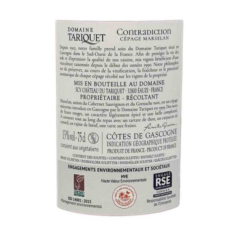 Vin rosé Côtes de Gascogne- Contradiction - Domaine Tariquet 75cl