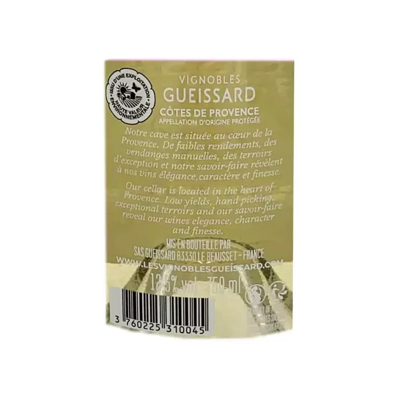 Côtes de Provence blanc des Vignobles Gueissard livré et à prix mini !