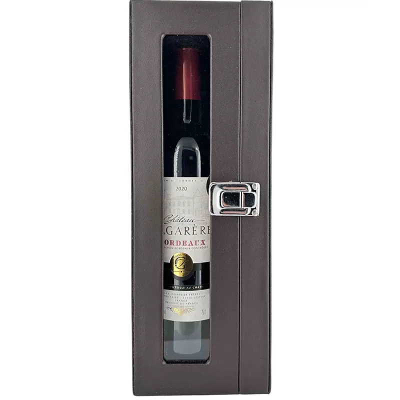 Coffret œnologique en cuir avec un vin de Bordeaux au  meilleur prix
