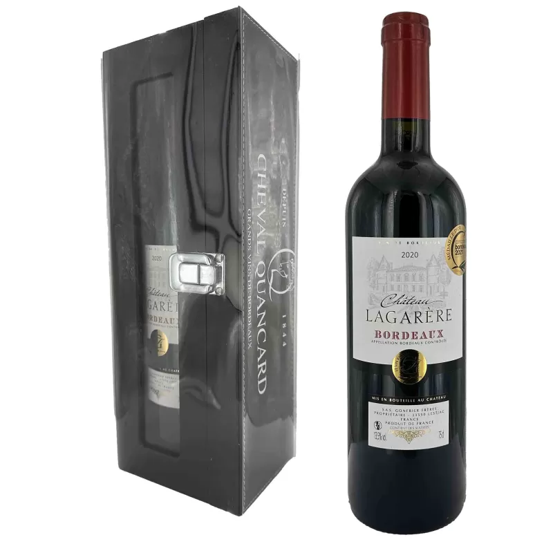 Coffret œnologique en cuir avec un vin de Bordeaux au  meilleur prix