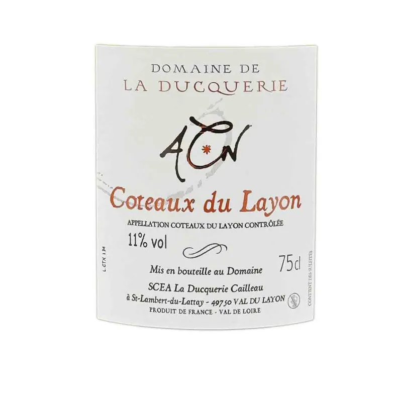Vin blanc sucré Côteaux du Layon du domaine de la Ducquerie