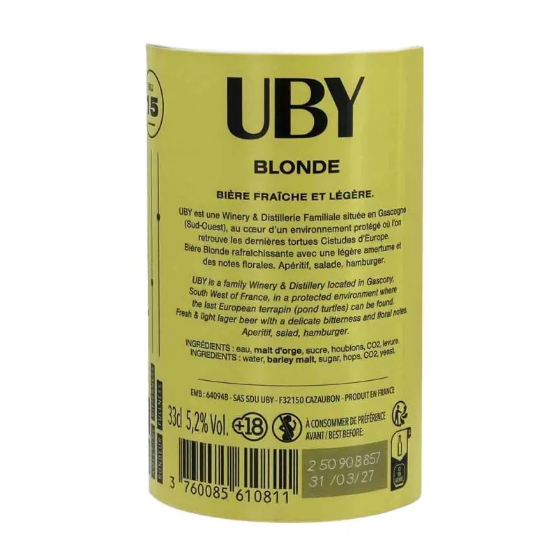Bière blonde artisanale de chez Uby au meilleur prix et livré chez vous.