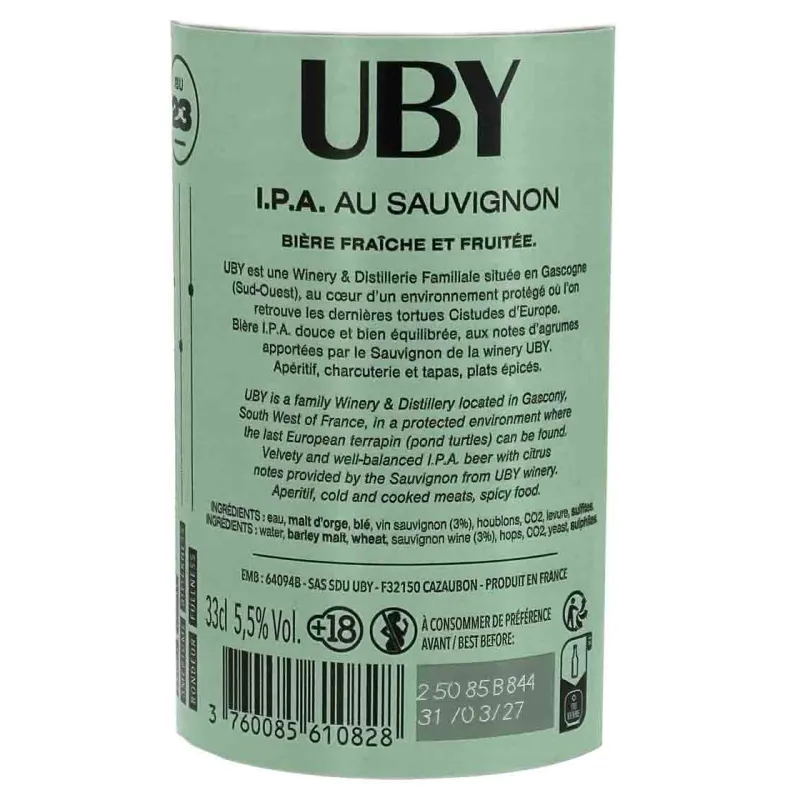 Bière IPA au Sauvignon Uby au meilleur prix et livré chez vous.