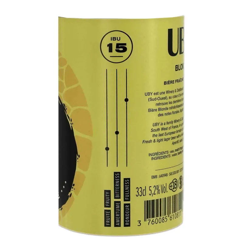 Bière blonde artisanale de chez Uby au meilleur prix et livré chez vous.