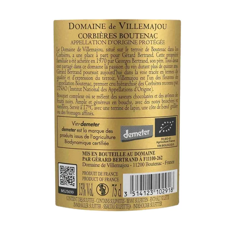 Domaine de Villemajou – Corbières-Boutenac Rouge | Grand Vin Bio Gérard Bertrand