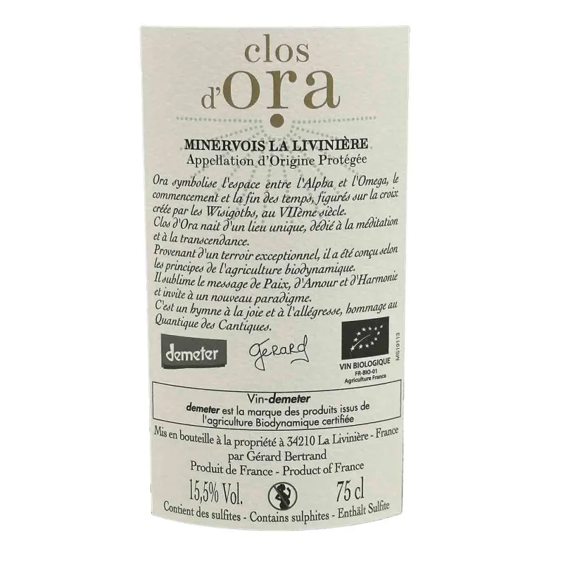 Clos d'Ora – Minervois La Lavinière Rouge | Grand Cru Bio Gérard Bertrand
