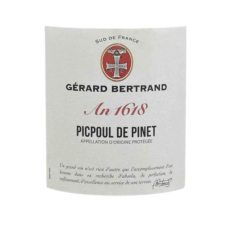Picpoul de Pinet Héritage An 1618 - Vin blanc Gérard Bertrand | Livré
