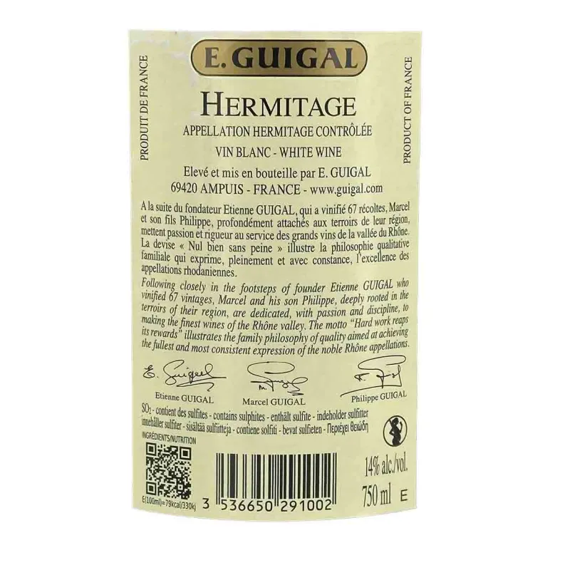 Hermitage Blanc Guigal – Grand vin blanc de la Vallée du Rhône.