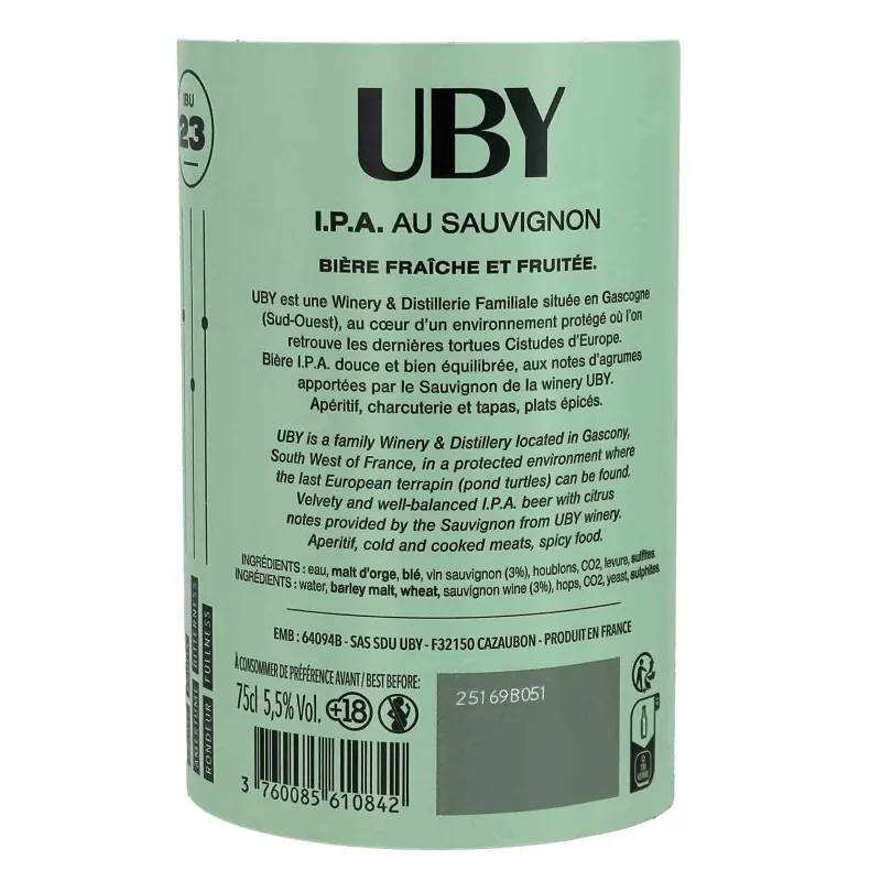 Bière IPA 75 cl au Sauvignon Uby au meilleur prix et livré chez vous.