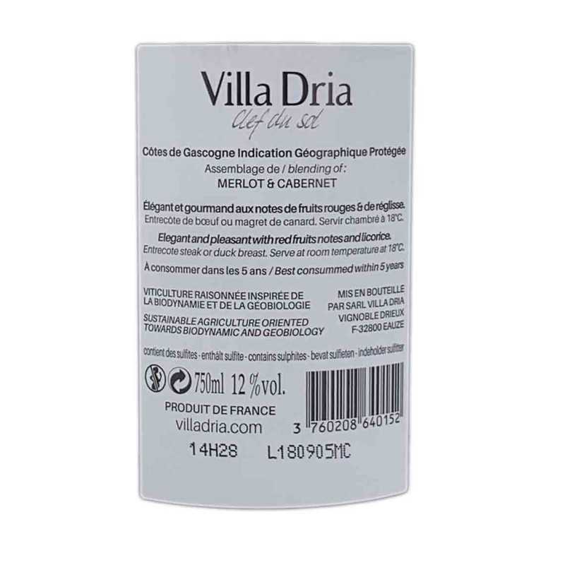 Vin rouge Gascogne-Clef de Sol- Villa Dria 75cl