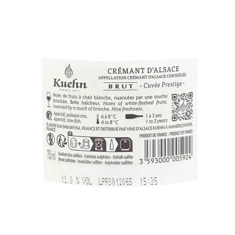 Crémant Brut Cuvée Prestige Kuehn - Crémant d’Alsace Raffiné et Élégant