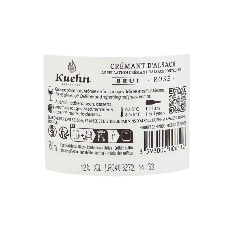 Crémant Rosé Brut Kuehn - Crémant d’Alsace Raffiné et Élégant