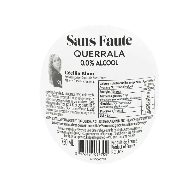 Vin rouge sans alcool : Sans Faute- Querrala Club | Livraison rapide.