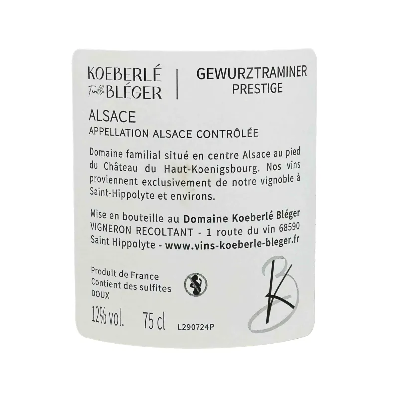 Gewurztraminer Koeberlé-Bléger | Vin blanc d’Alsace aromatique