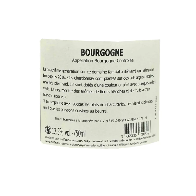 Bourgogne Chardonnay Bio -  François Chapuis – Élégant et Minéral