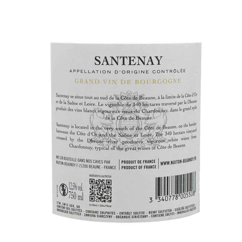 Santenay Blanc Nuiton-Beaunoy AOC Bourgogne Chardonnay – Vin Blanc